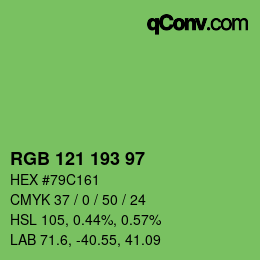 Color code: RGB 121 193 97 | qconv.com