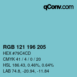 Código de color: RGB 121 196 205 | qconv.com