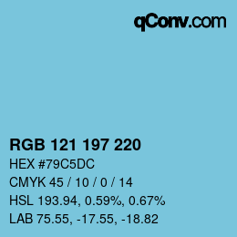 Color code: RGB 121 197 220 | qconv.com