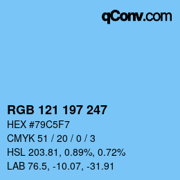 Color code: RGB 121 197 247 | qconv.com