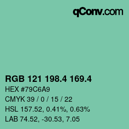 カラーコード: RGB 121 198.4 169.4 | qconv.com