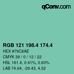 カラーコード: RGB 121 198.4 174.4 | qconv.com