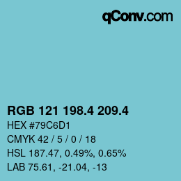 カラーコード: RGB 121 198.4 209.4 | qconv.com