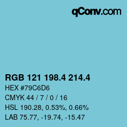 カラーコード: RGB 121 198.4 214.4 | qconv.com