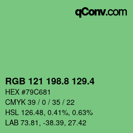 カラーコード: RGB 121 198.8 129.4 | qconv.com