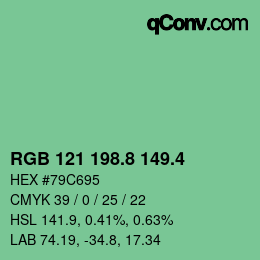 カラーコード: RGB 121 198.8 149.4 | qconv.com