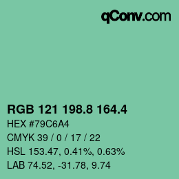 カラーコード: RGB 121 198.8 164.4 | qconv.com