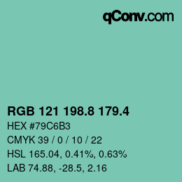 カラーコード: RGB 121 198.8 179.4 | qconv.com