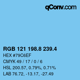 カラーコード: RGB 121 198.8 239.4 | qconv.com