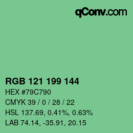 Color code: RGB 121 199 144 | qconv.com