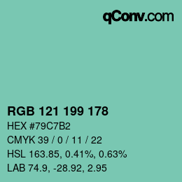 Color code: RGB 121 199 178 | qconv.com