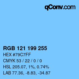 Color code: RGB 121 199 255 | qconv.com