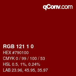 Color code: RGB 121 1 0 | qconv.com