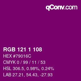 カラーコード: RGB 121 1 108 | qconv.com