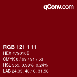 Color code: RGB 121 1 11 | qconv.com