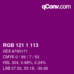 Color code: RGB 121 1 113 | qconv.com