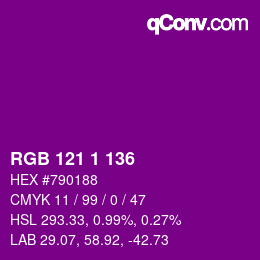 Color code: RGB 121 1 136 | qconv.com