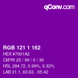 カラーコード: RGB 121 1 162 | qconv.com