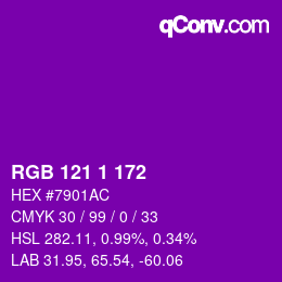 カラーコード: RGB 121 1 172 | qconv.com