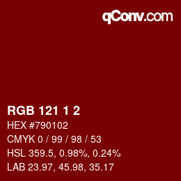 Color code: RGB 121 1 2 | qconv.com