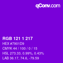カラーコード: RGB 121 1 217 | qconv.com