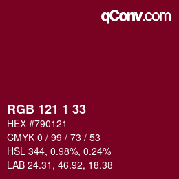 Color code: RGB 121 1 33 | qconv.com