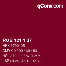 カラーコード: RGB 121 1 37 | qconv.com