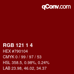 Color code: RGB 121 1 4 | qconv.com