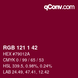 Color code: RGB 121 1 42 | qconv.com