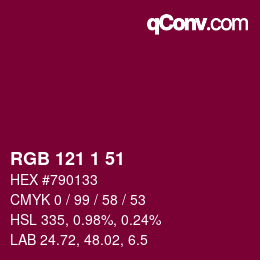 Color code: RGB 121 1 51 | qconv.com