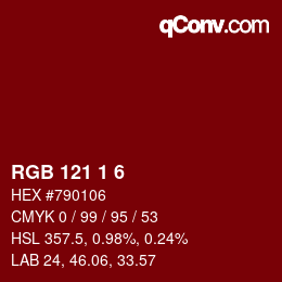 カラーコード: RGB 121 1 6 | qconv.com