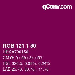 Color code: RGB 121 1 80 | qconv.com