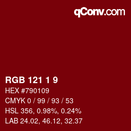 Color code: RGB 121 1 9 | qconv.com