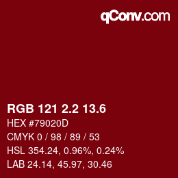カラーコード: RGB 121 2.2 13.6 | qconv.com