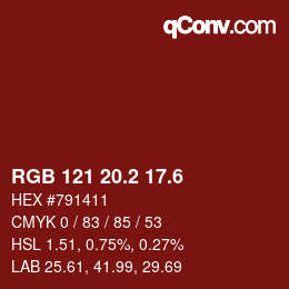 カラーコード: RGB 121 20.2 17.6 | qconv.com