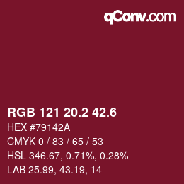 カラーコード: RGB 121 20.2 42.6 | qconv.com