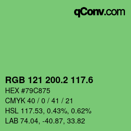 カラーコード: RGB 121 200.2 117.6 | qconv.com