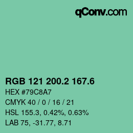 カラーコード: RGB 121 200.2 167.6 | qconv.com