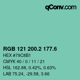 カラーコード: RGB 121 200.2 177.6 | qconv.com
