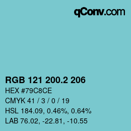 カラーコード: RGB 121 200.2 206 | qconv.com