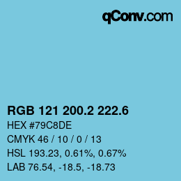 カラーコード: RGB 121 200.2 222.6 | qconv.com