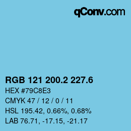 カラーコード: RGB 121 200.2 227.6 | qconv.com