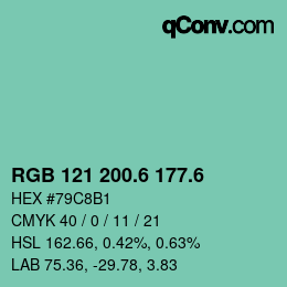 カラーコード: RGB 121 200.6 177.6 | qconv.com