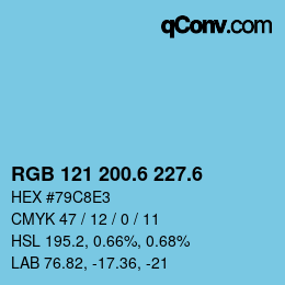 カラーコード: RGB 121 200.6 227.6 | qconv.com