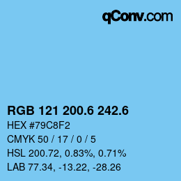 カラーコード: RGB 121 200.6 242.6 | qconv.com