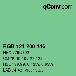カラーコード: RGB 121 200 146 | qconv.com