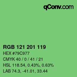 カラーコード: RGB 121 201 119 | qconv.com