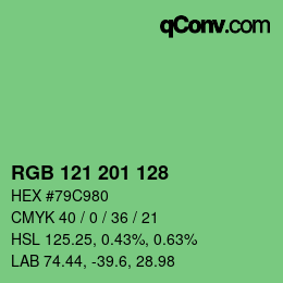 Color code: RGB 121 201 128 | qconv.com