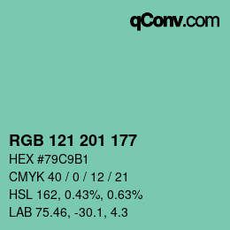 Color code: RGB 121 201 177 | qconv.com
