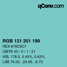 Color code: RGB 121 201 199 | qconv.com